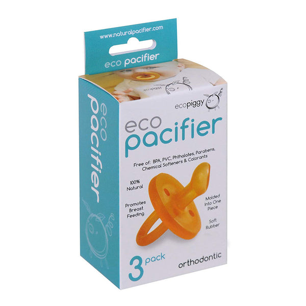 EcoPiggy: ecoPacifier Natural Orthodontic Rubber Dummy - 3 Pack (6+ Months)
