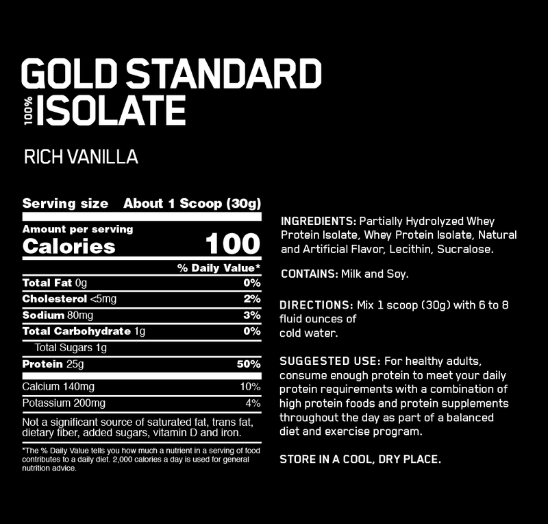 Optimum Nutrition: Gold Standard 100% Isolate - Rich Vanilla (720g)