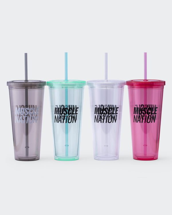 Muscle Nation Straw Cup 650ml - Assorted Colours