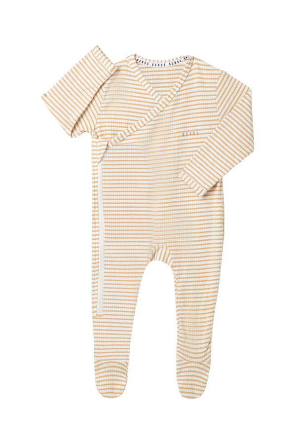 Bonds: Long Sleeve Newbies Rib Zippy - Brown Stripes (Size 000)