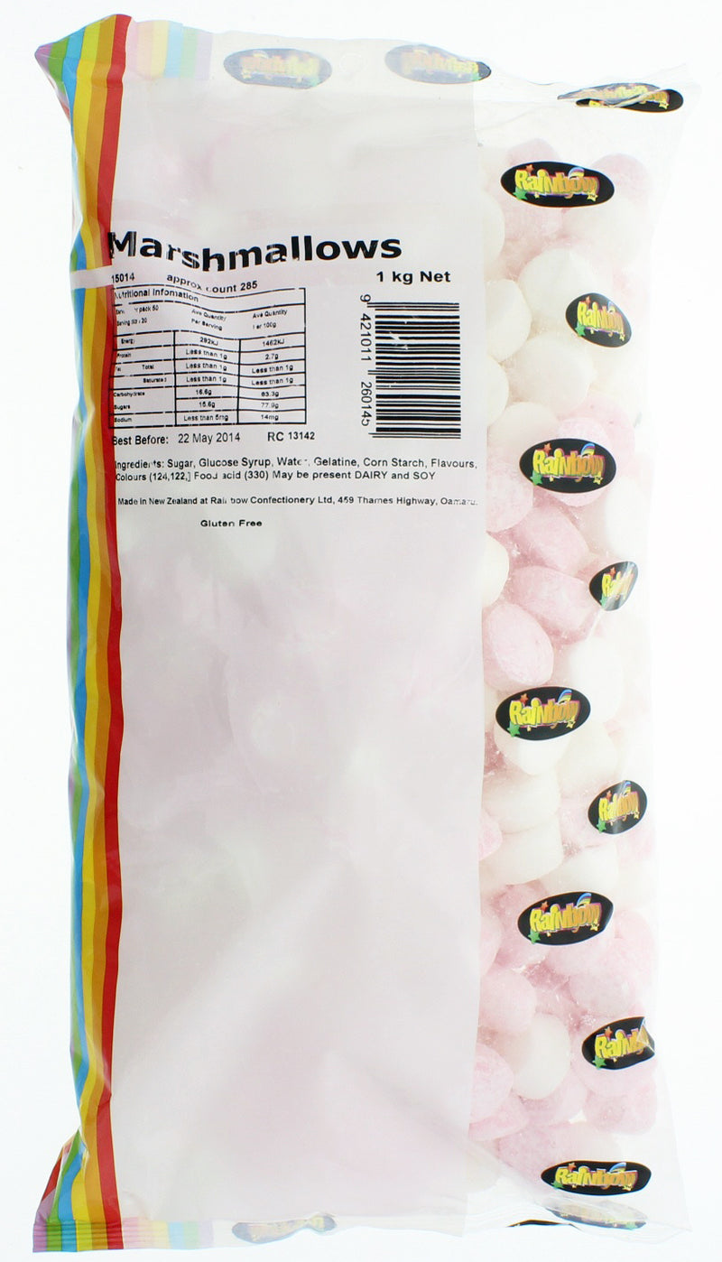 Rainbow Confectionery Marshmallows Bulk Bag 1kg