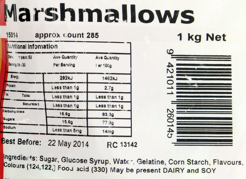Rainbow Confectionery Marshmallows Bulk Bag 1kg