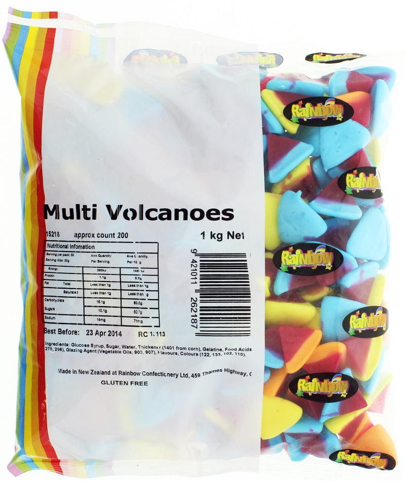 Rainbow Confectionery Multi Volcanoes Lollies Bulk Bag 1kg