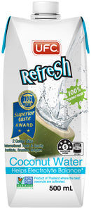 UFC Refresh 100% Natural Coconut Water 500ml (12 Pack)