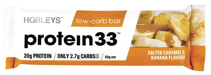 Horleys Protein 33 Low Carb Bars - Salted Caramel & Banana (12 x 60g Pack)
