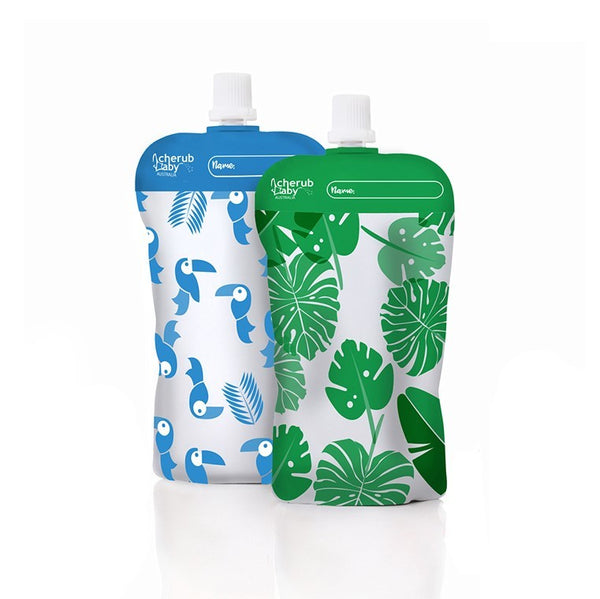 Cherub: Reuseable Food Storage Mini Pouches - Green/Blue - Special Edition