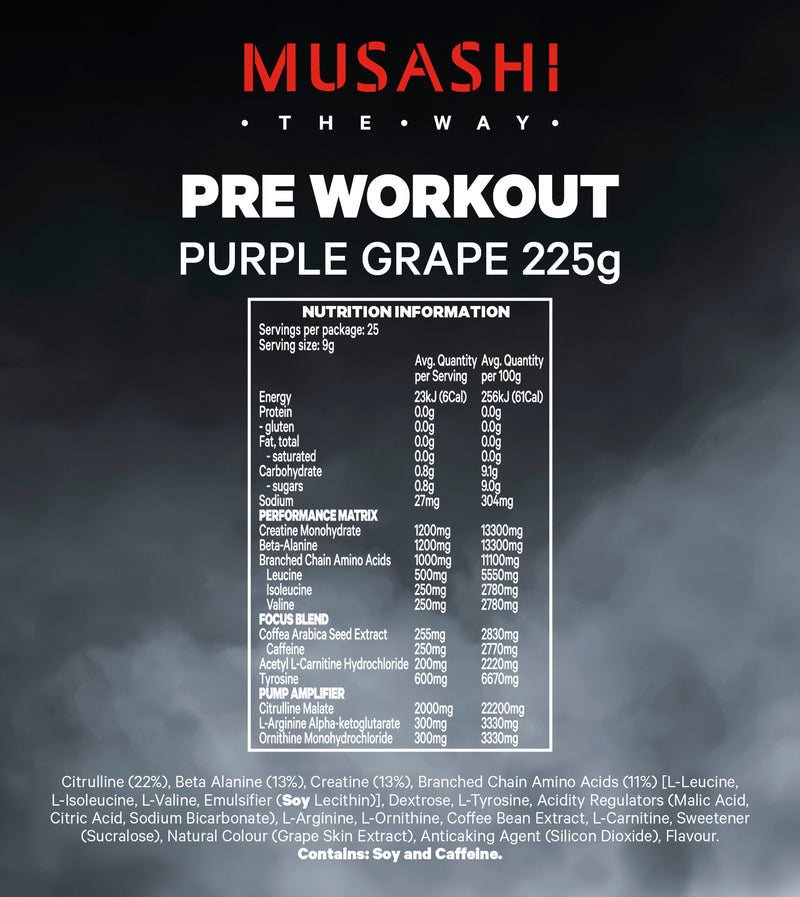 Musashi Pre Workout - Purple Grape - 225g