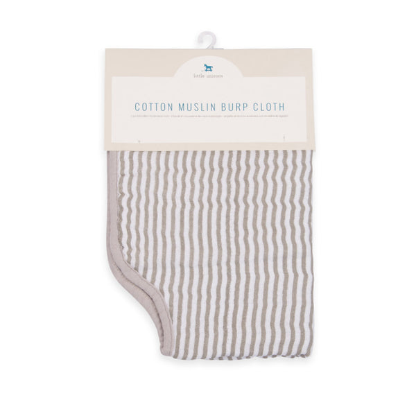 Little Unicorn: Muslin Burp Cloth - Grey Stripe