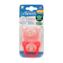 Dr Brown's PreVent Glow In The Dark Pacifier Pink Stage 2 - 6-12mnths (2 Pack)
