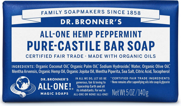 Dr. Bronner's Pure Castile Soap Bar - Peppermint (140g)