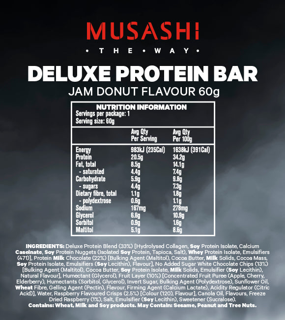 Musashi: Deluxe Protein Bar - Jam Donut (12x60g)
