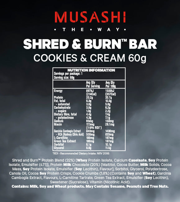 Musashi Shred & Burn Protein Bars - Chocolate Mint x 12 (Chocolate Mint (Box of 12))