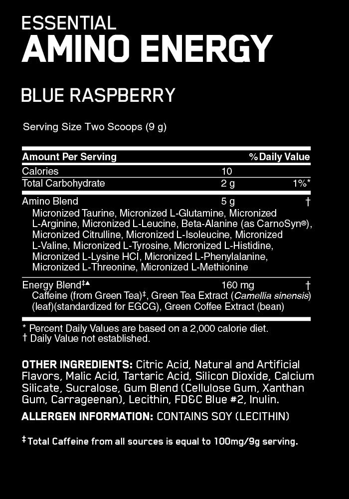 Optimum Nutrition Amino Energy Drink - Blue Raspberry (65 Serves)