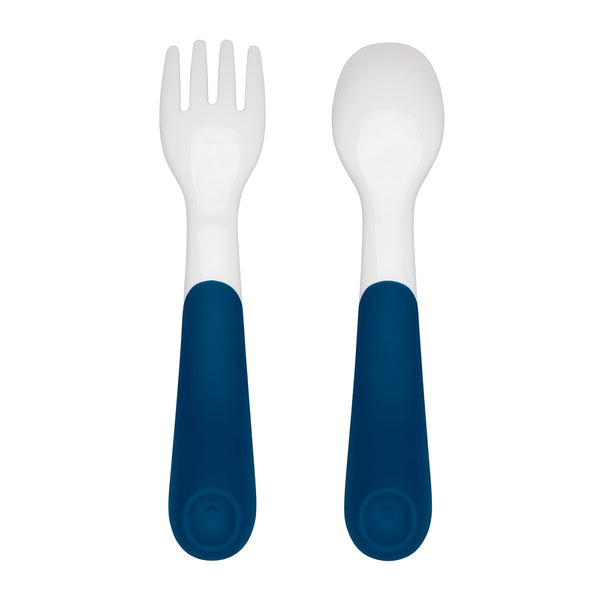 OXO Tot: On The Go Plastic Fork & Spoon Set - Navy