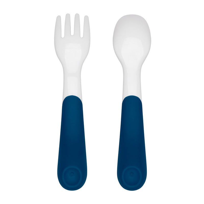 OXO Tot: On The Go Plastic Fork & Spoon Set - Navy