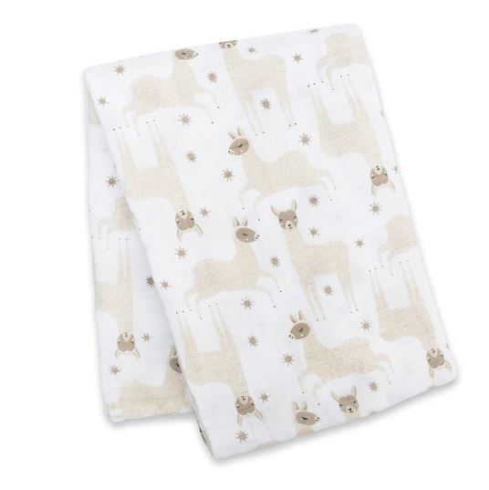 Lulujo: Muslin Cotton Swaddle - Modern Llama