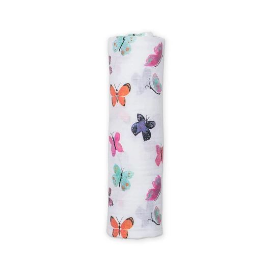 Lulujo: Muslin Cotton Swaddle - Butterfly