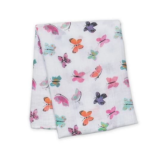 Lulujo: Muslin Cotton Swaddle - Butterfly