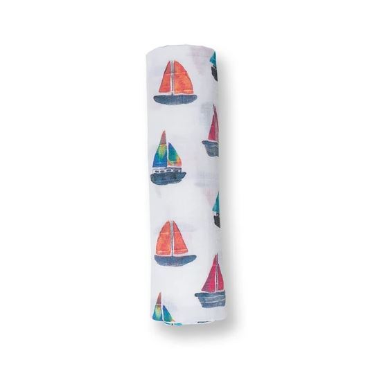 Lulujo: Muslin Cotton Swaddle - Sailboat