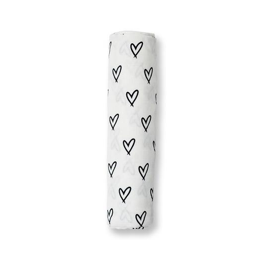 Lulujo: Muslin Bamboo Swaddle - Messy Hearts