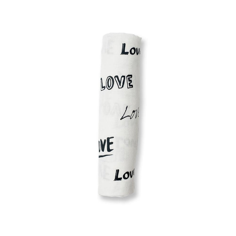 Lulujo: Muslin Bamboo Swaddle - Love