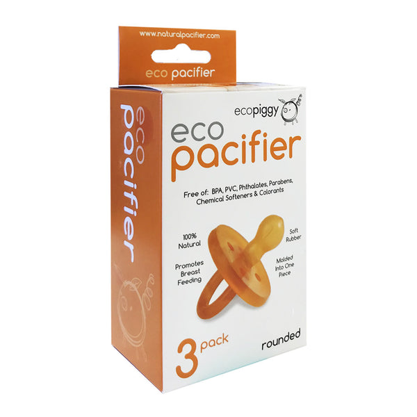 EcoPiggy: ecoPacifier Natural Rubber Dummy - Rounded (6 months+) (3 Pack)