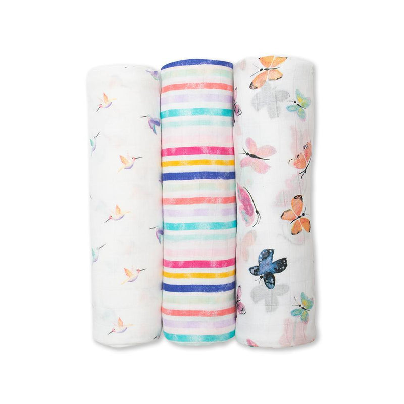 Lulujo: Muslin Bamboo Swaddle - Garden Friends (3 Pack)