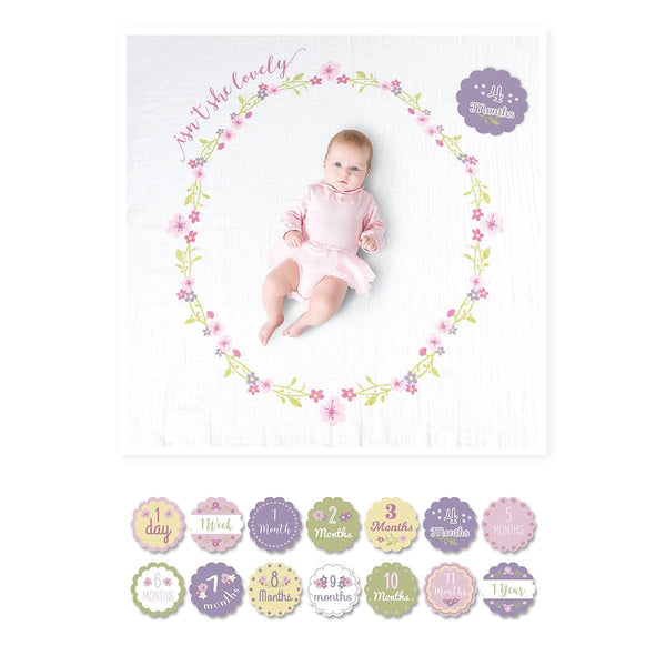 Lulujo's Baby First Year Milestone Blanket & Cards Set - Isn't She Lovely