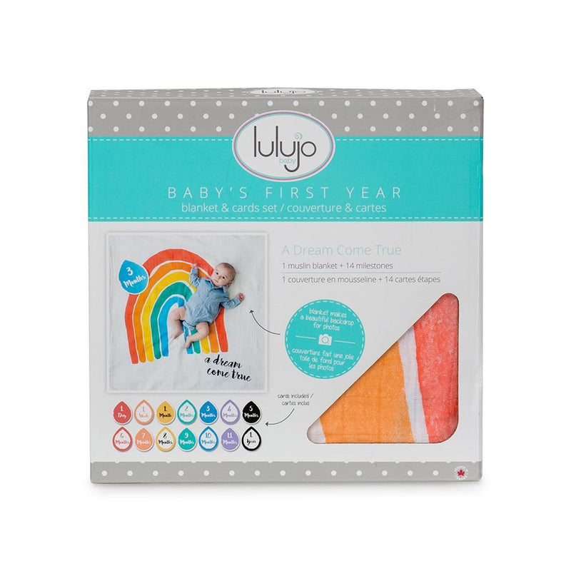 Lulujo's Baby First Year Milestone Blanket & Cards Set - A Dream Come True
