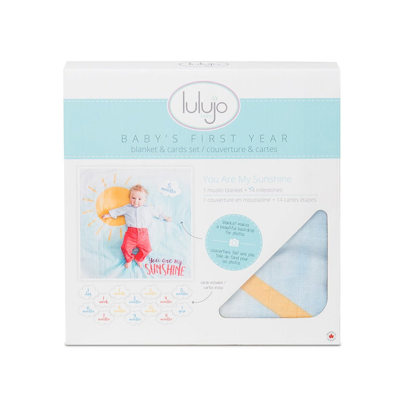 Lulujo's Baby First Year Milestone Blanket & Cards Set - You Are My Sunshine