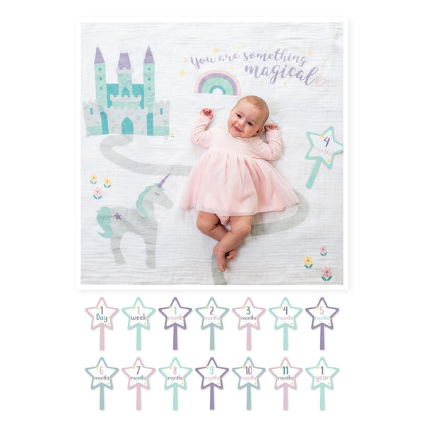 Lulujo's Baby First Year Milestone Blanket & Cards Set - Something Magical