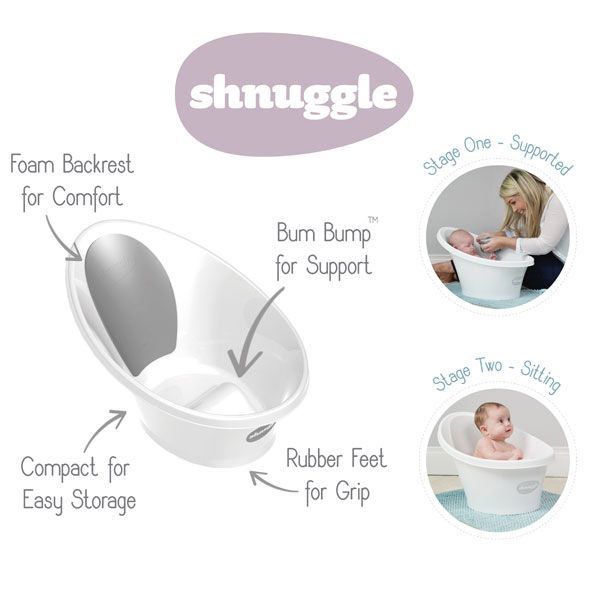 Shnuggle: Bath - White/Grey