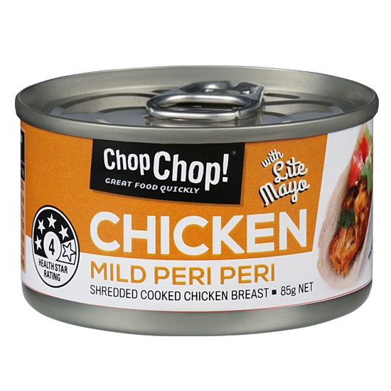 Chop Chop: Shredded Chicken - Mild Peri Peri with Lite Mayo (85g x 12)
