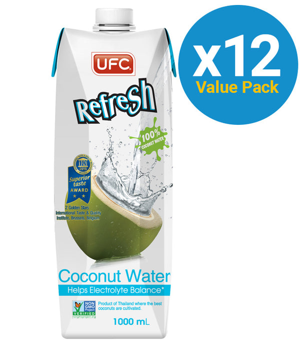 UFC Refresh 100% Natural Coconut Water 1L (12 Pack)