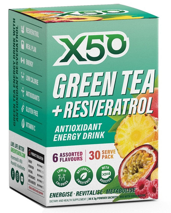 Green Tea X50 + Resveratrol - Assorted (30 Serves)