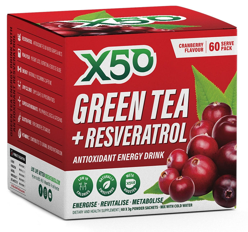 Green Tea X50 + Resveratrol - Cranberry (60 Sachets)