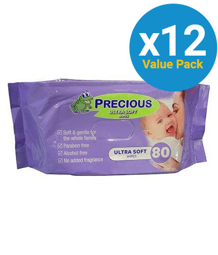 Precious - Ultra Soft Baby Wipes Bulk Pack (80 Wipes - Carton 12)