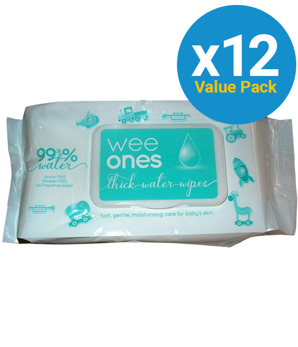 Wee Ones: Water Wipes - 12 Packs of 80 Wipes