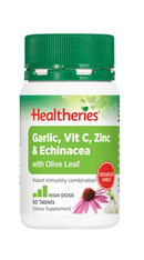 Healtheries Garlic, Vitamin C, Zinc & Echinacea (60 Tabs)