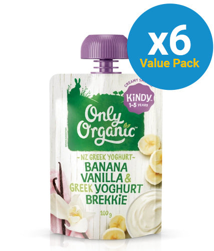 Only Organic: Kindy Banana Vanilla & Greek Yoghurt Brekkie (6 x 100g)