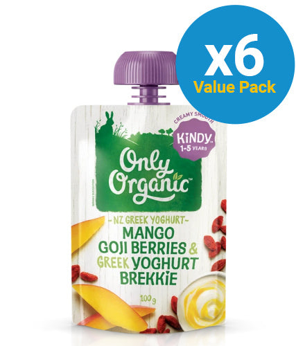 Only Organic: Kindy Mango & Goji Berries Greek Yoghurt Brekkie (6 x 100g)