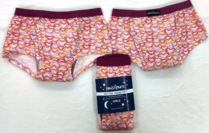 Snazzi Pants: Night Training Pants - Medium (Girl Hearts)