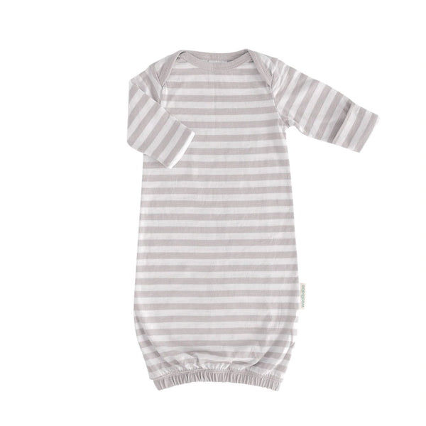 Woolbabe: Merino/Organic Cotton Gown - Pebble (3-6 months)
