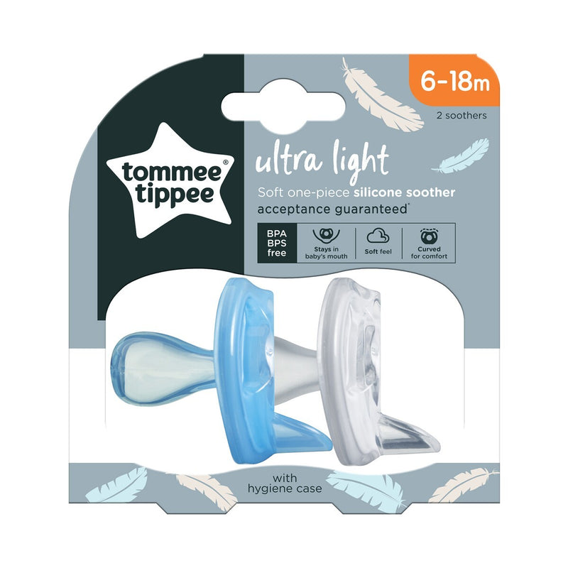 Tommee Tippee: Ultra-lite Silicone Soothers - Blue 2-Pack (6-18m)