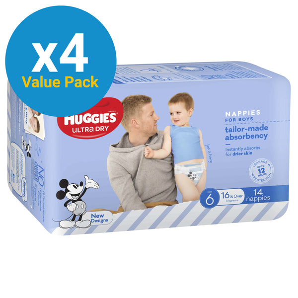 Huggies Ultra Dry Junior Boy Nappies Value Box - Size 6 (56) (56 Nappies)