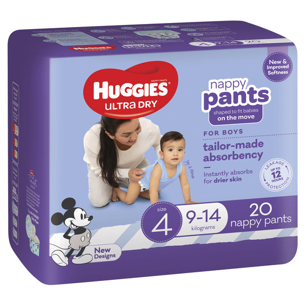 Huggies Ultra Dry Convenience Nappy Toddler Boy Pants - Size 4 (20 Pack)