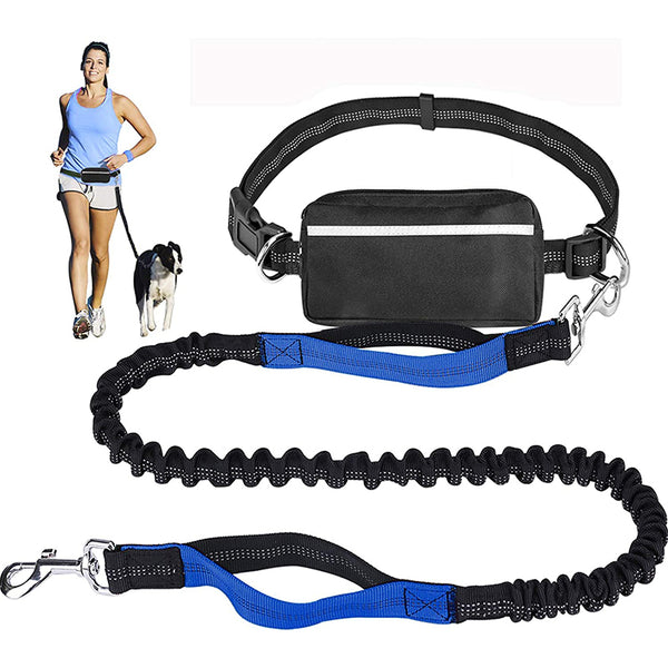 Hands-Free Dog Leash & Bag - Medium/Large Dogs (Blue)