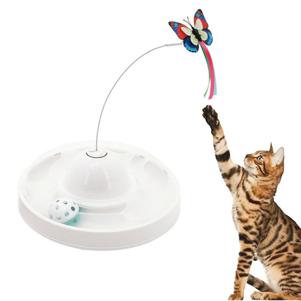 Butterfly Turntable - Interactive Pet Toy (White)