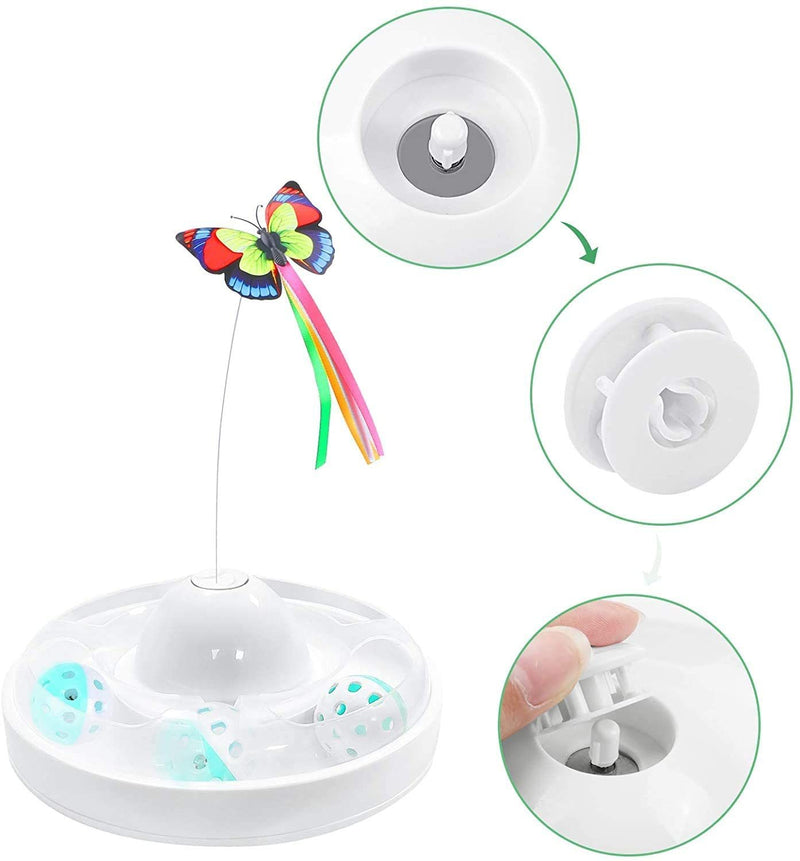 Butterfly Turntable - Interactive Pet Toy (White)