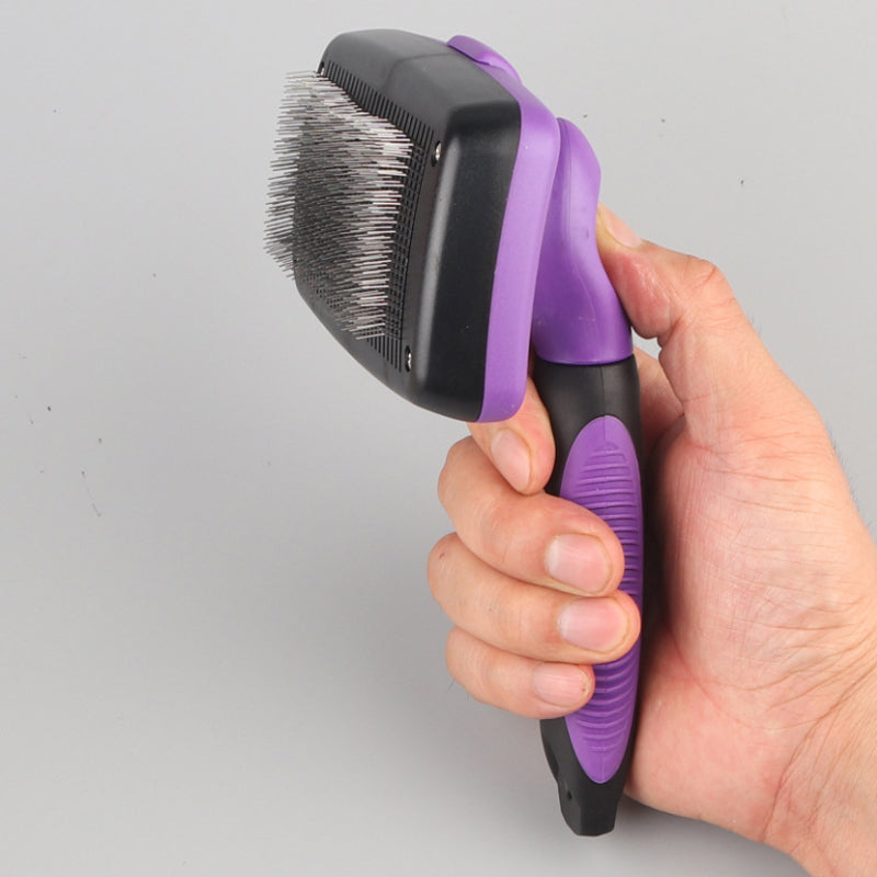 Self-Cleaning Retractable Hair Brush - For Cats & Dogs (Purple)